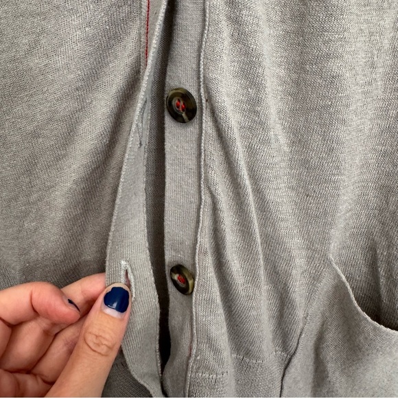 Anthropologie Moth Linen Blend Gray Button Front Cardigan Size Large - Picture 4 of 8